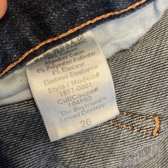 Current Elliott The Boyfriend Loved Destroy Sz 26 Low Rise Wide Leg Baggy - Picture 7 of 7